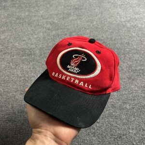 Vintage Miami Heat Hat Cap Snap Back One Size Red NBA Basketball Drew Pearson